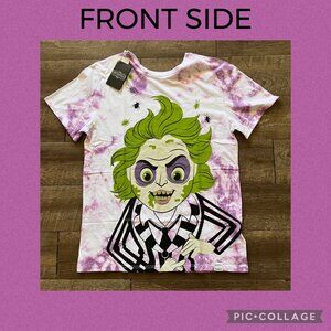 Beetlejuice Warner Bros Loungefly Colab Purple Tie Dye Tee Shirt Unisex s/XL NWT